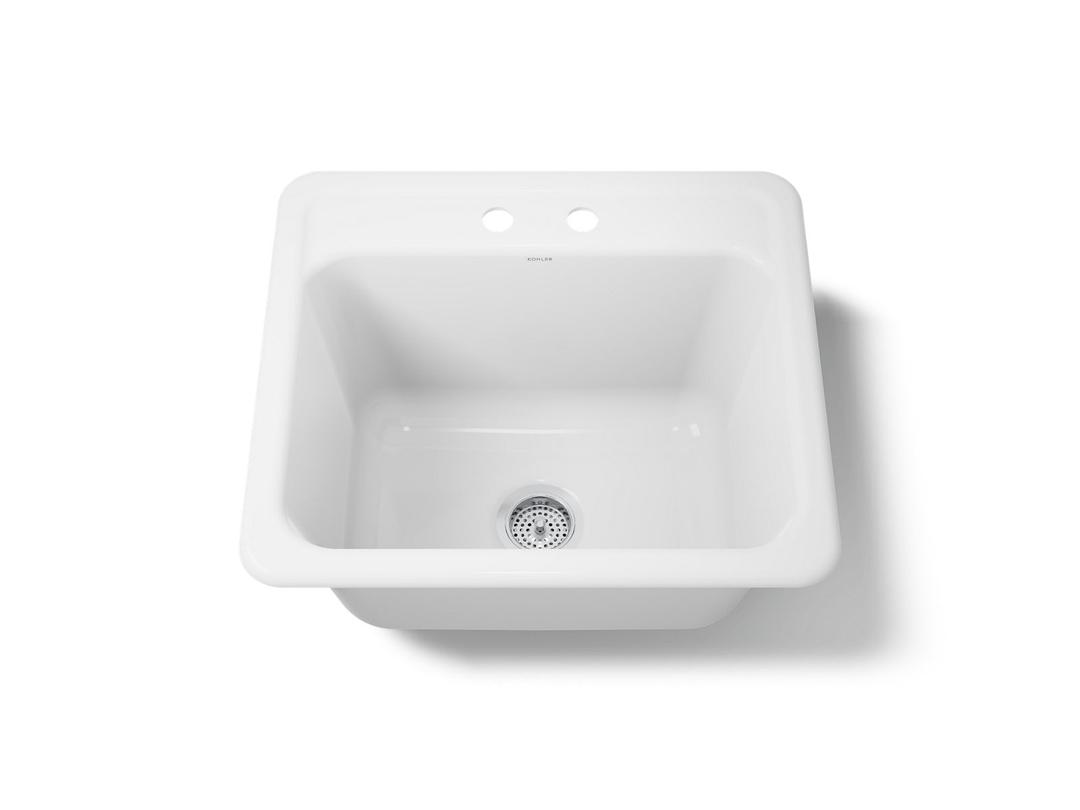 Kohler Glen FallsE 25'' top-/undermount single-bowl utility sink - White by Kohler