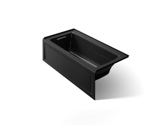 Kohler Archer 60'' x 30'' alcove bath with Bask heated surface, alcove left drain - Black