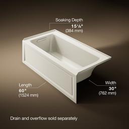 Archer 60'' x 30'' alcove bath with Bask heated surface, alcove left drain - image 3