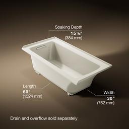 Archer 60'' x 30'' alcove bath with Bask heated surface, left drain - image 3