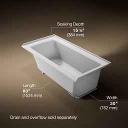Archer 60'' x 30'' alcove bath, right drain - image 3