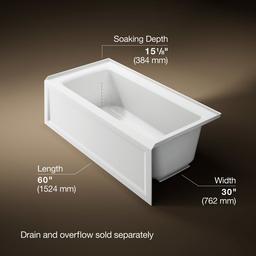 Archer 60'' x 30'' alcove bath right drain - image 3