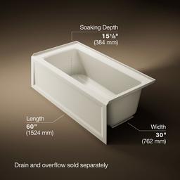 Archer 60'' x 30'' alcove bath right drain - image 3