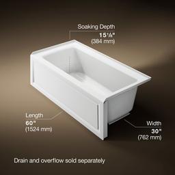 Archer 60'' x 30'' alcove bath with Bask heated surface, right drain - image 3