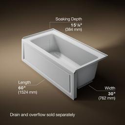 Archer 60'' x 30'' alcove bath with Bask heated surface, right drain - image 3