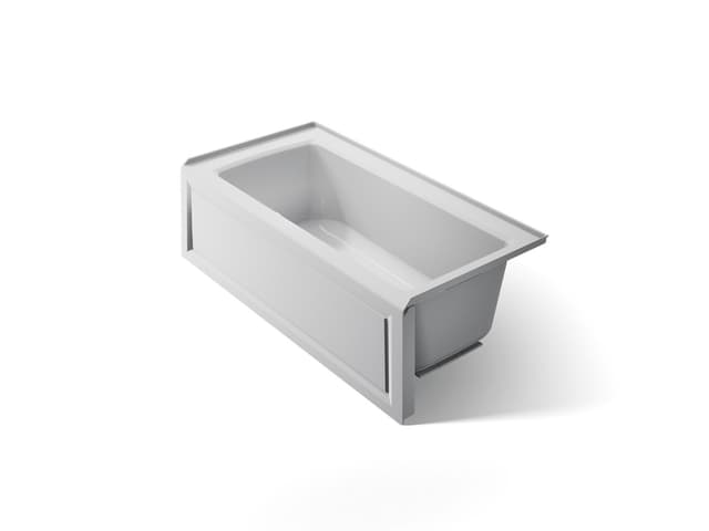 Kohler Archer 60'' x 30'' alcove bath with Bask heated surface, right drain - Ice Grey