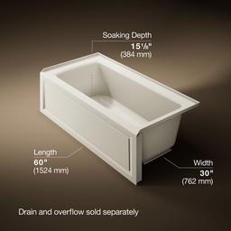 Archer 60'' x 30'' alcove bath with Bask heated surface, right drain - image 3