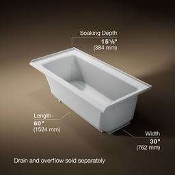 Archer 60'' x 30'' alcove bath with Bask heated surface, right drain - image 3