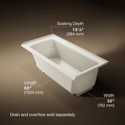 Archer 60'' x 30'' alcove bath with Bask heated surface, right drain - image 3