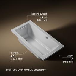 Archer 60'' x 30'' drop-in bath with Bask heated surface - image 3
