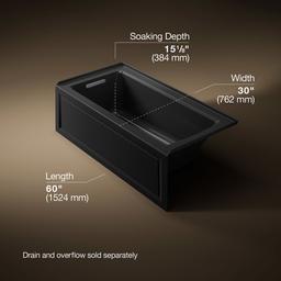 Archer 60'' x 30'' alcove Heated BubbleMassageE air bath, left drain - image 3