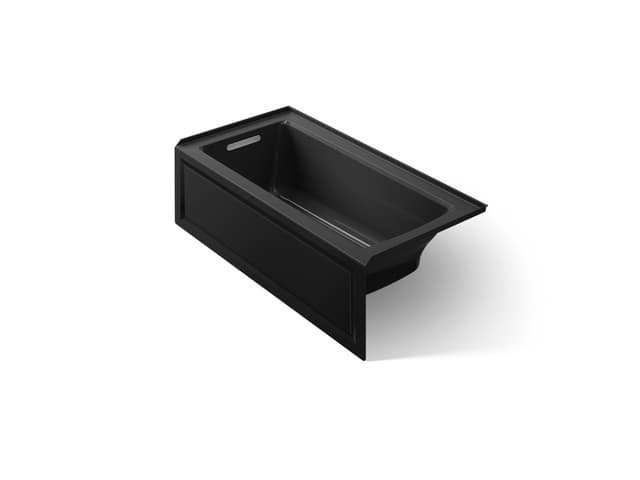 Kohler Archer 60'' x 30'' alcove Heated BubbleMassageE air bath, left drain - Black
