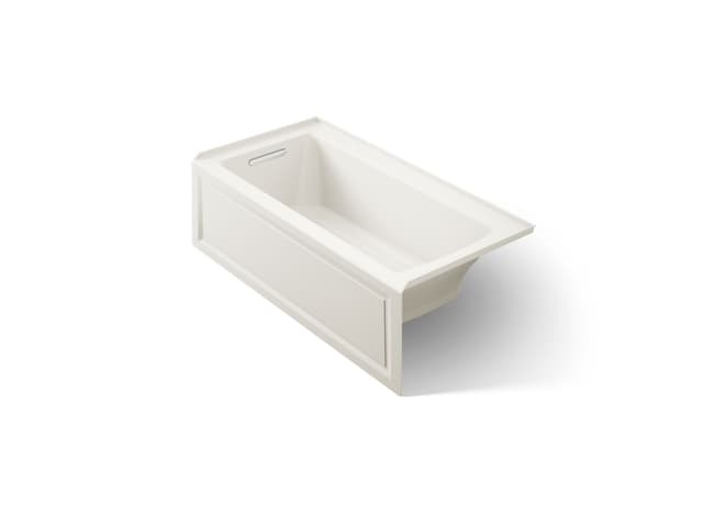 Kohler Archer 60'' x 30'' alcove Heated BubbleMassageE air bath, left drain - Biscuit