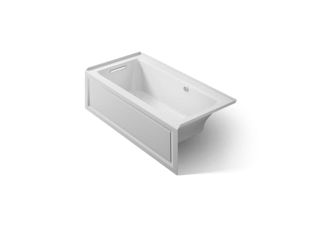 Kohler Archer 60'' x 30'' integral apron Heated BubbleMassageE air bath with Bask heated surface and left-hand drain - Ice Grey