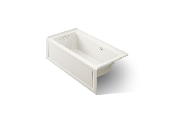 Kohler Archer 60'' x 30'' integral apron Heated BubbleMassageE air bath with Bask heated surface and left-hand drain - Biscuit