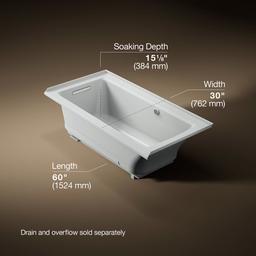 Archer 60'' x 30'' alcove Heated BubbleMassageE air bath with Bask heated surface, left drain - image 3