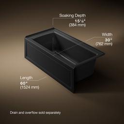 Archer 60'' x 30'' alcove Heated BubbleMassageE air bath, right drain - image 3