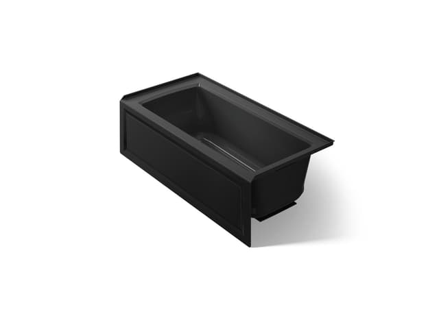 Kohler Archer 60'' x 30'' alcove Heated BubbleMassageE air bath, right drain - Black