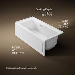 Archer 60'' x 30'' alcove Heated BubbleMassageE air bath with Bask heated surface, right drain - image 3