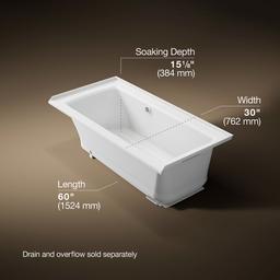 Archer 60'' x 30'' alcove Heated BubbleMassageE air bath with Bask heated surface, right drain - image 3