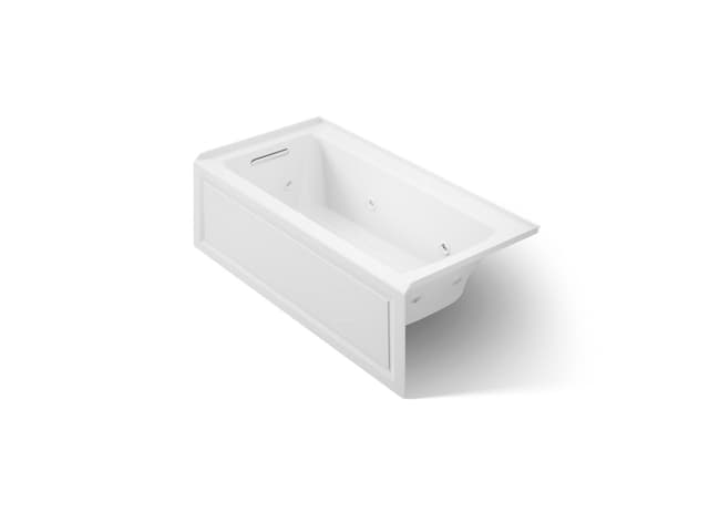 Kohler Archer 60'' x 30'' alcove heated whirlpool bath, left drain - White