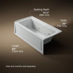 Archer 60'' x 30'' alcove heated whirlpool bath, left drain - image 3