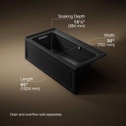 Archer 60'' x 30'' alcove whirlpool bath with Bask heated surface, left drain - image 3