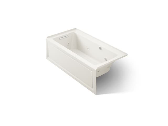 Kohler Archer 60'' x 30'' alcove whirlpool bath with Bask heated surface, left drain - Biscuit