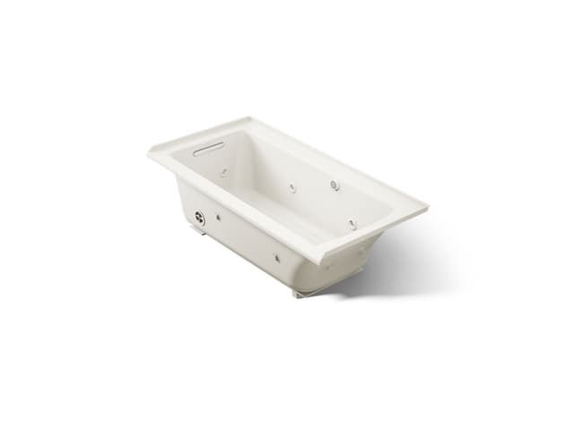Kohler Archer 60'' x 30'' alcove whirlpool bath with Bask heated surface, left drain - Biscuit