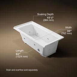 Archer 60'' x 30'' alcove whirlpool bath, right drain - image 3