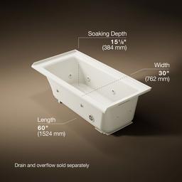 Archer 60'' x 30'' alcove whirlpool bath, right drain - image 3