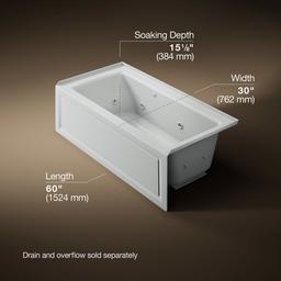 Archer 60'' x 30'' alcove whirlpool bath with Bask heated surface, right drain - image 3