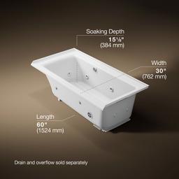 Archer 60'' x 30'' alcove whirlpool bath with Bask heated surface, right drain - image 3