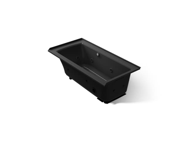 Kohler Archer 60'' x 30'' alcove whirlpool bath with Bask heated surface, right drain - Black