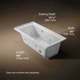Archer 60'' x 30'' alcove whirlpool bath with Bask heated surface, right drain - image 3