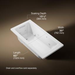Archer 60'' x 30'' drop-in whirlpool bath with Bask heated surface - image 3