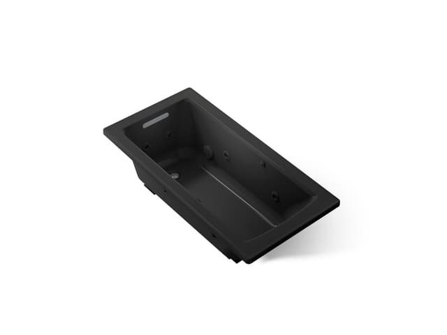 Kohler Archer 60'' x 30'' drop-in whirlpool bath with Bask heated surface - Black
