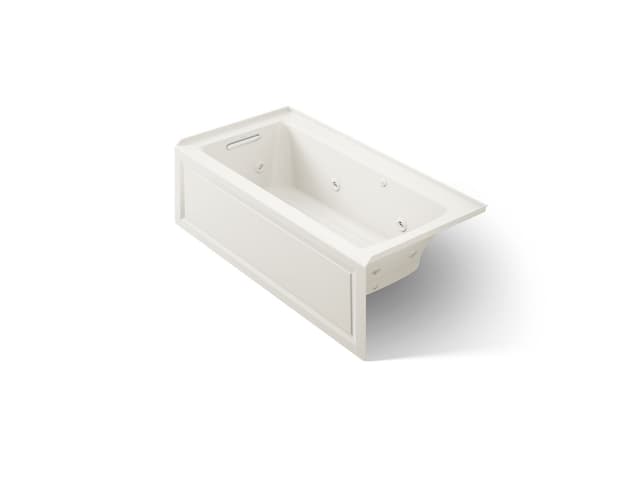 Kohler Archer 60'' x 30'' alcove Heated BubbleMassageE air bath and whirlpool, left drain - Biscuit