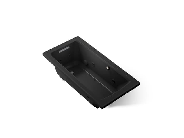 Kohler Archer 60'' x 30'' drop-in Heated BubbleMassageE air bath with whirlpool - Black
