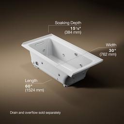 Archer 60'' x 30'' alcove Heated BubbleMassageE air bath and whirlpool, left drain - image 3