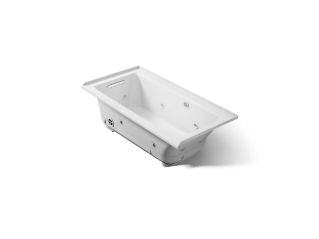 Kohler Archer 60'' x 30'' alcove Heated BubbleMassageE air bath and whirlpool, left drain - Ice Grey