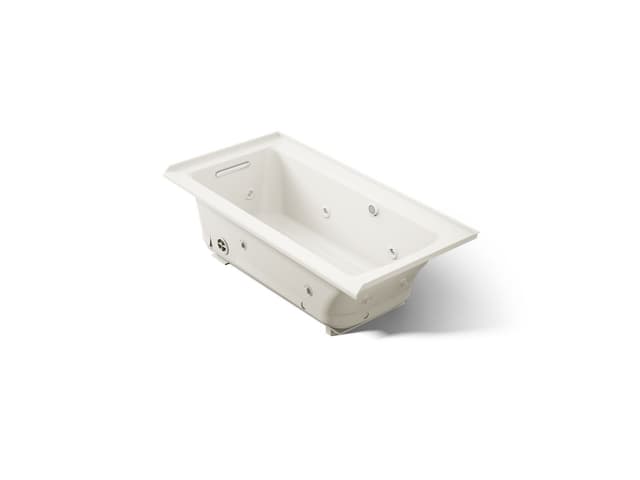 Kohler Archer 60'' x 30'' alcove Heated BubbleMassageE air bath and whirlpool, left drain - Biscuit