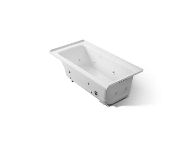 Kohler Archer 60'' x 30'' alcove Heated BubbleMassageE air bath and whirlpool, right drain - Ice Grey