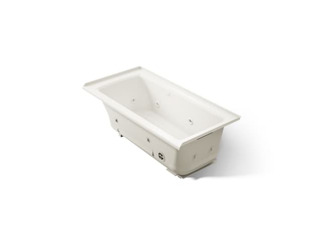 Kohler Archer 60'' x 30'' alcove Heated BubbleMassageE air bath and whirlpool, right drain - Biscuit