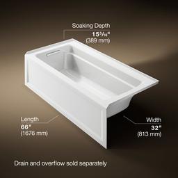 Archer 66'' x 32'' alcove bath, left drain - image 3