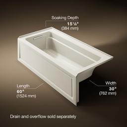 Archer 66'' x 32'' alcove bath with Bask heated surface, left drain - image 3