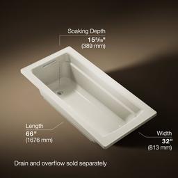 Archer 66'' x 32'' drop-in bath with Bask heated surface - image 3