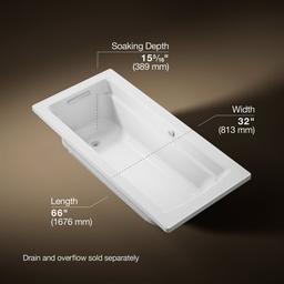 Archer 66'' x 32'' drop-in Heated BubbleMassageE air bath - image 3