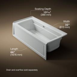 Archer 66'' x 32'' alcove Heated BubbleMassageE air bath with Bask heated surface, right drain - image 3