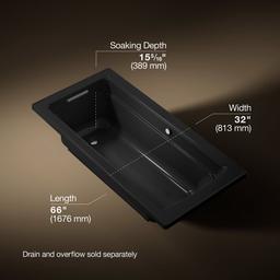 Archer 66'' x 32'' drop-in Heated BubbleMassageE air bath with Bask heated surface - image 3